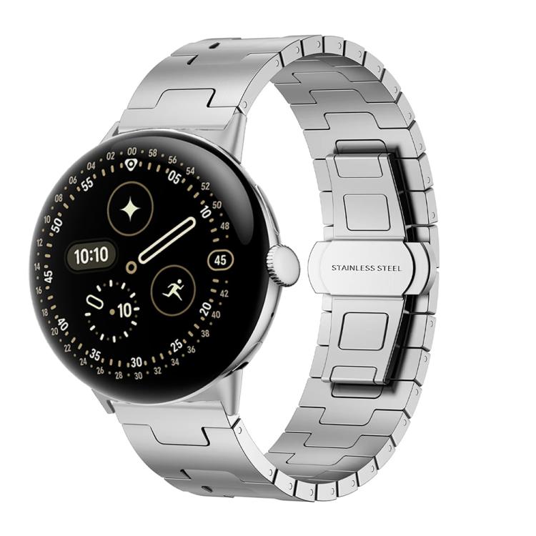 For Google Pixel Watch 4 / 3 45mm H-Shaped Butterfly Clasp Stainless Steel Watch Band