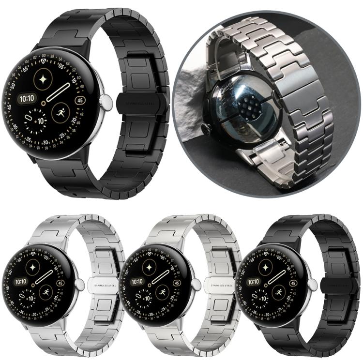 For Google Pixel Watch 4 / 3 45mm H-Shaped Butterfly Clasp Stainless Steel Watch Band