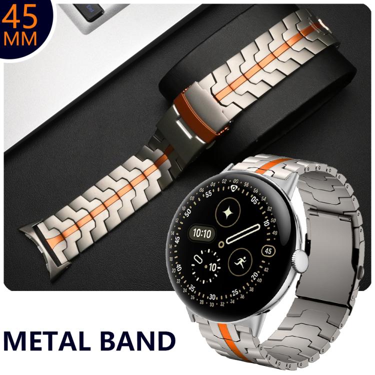 For Google Pixel Watch 4 / 3 45mm Split Design Iron Man Safety Buckle Titanium Alloy Watch Band