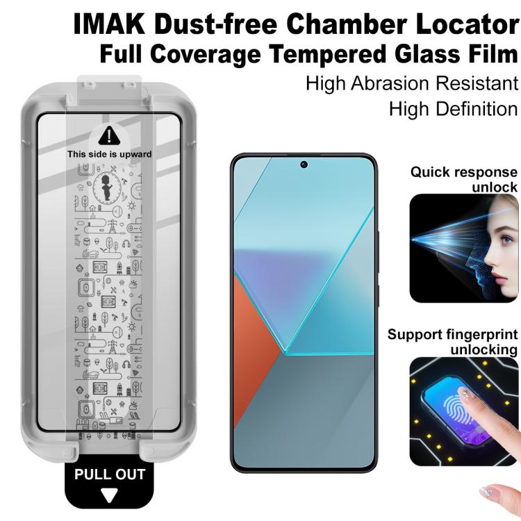 For Redmi Note 13 5G/Note 13 Pro 5G imak Dust-free Chamber Locator Full Coverage Tempered Glass Film