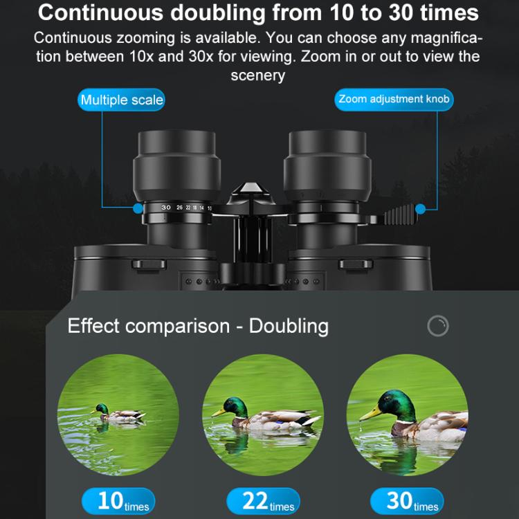 APEXEL 10-30X50 Zoom Binoculars Dual Large Eyepieces High-Definition Variable Magnification Binoculars - Black