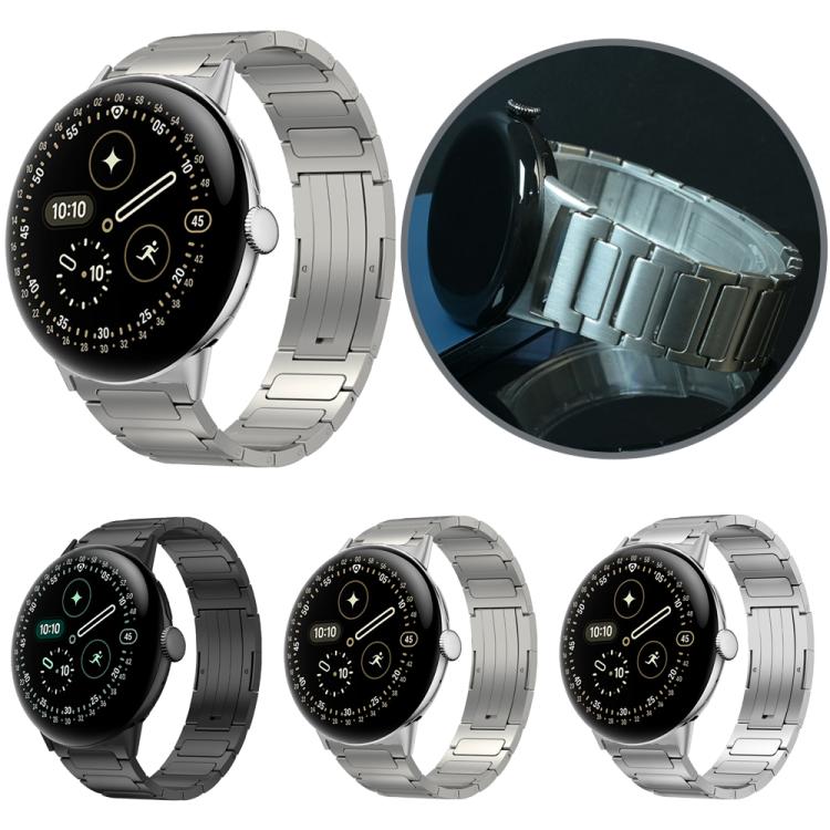 For Google Pixel Watch 4 / 3 45mm I-Shaped Folding Buckle Titanium Alloy Watch Band