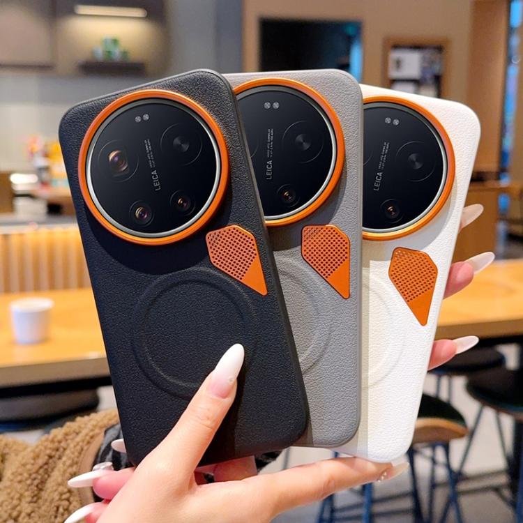 For Xiaomi 17 Ultra PC + TPU + Leather Cooling Holes MagSafe Phone Case