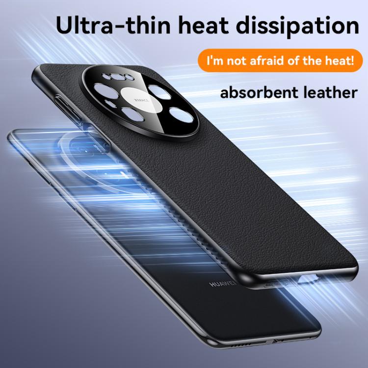 For Huawei Mate 80 Pro Max Soft Armor Cooling Plain Leather Hybrid PC Phone Case