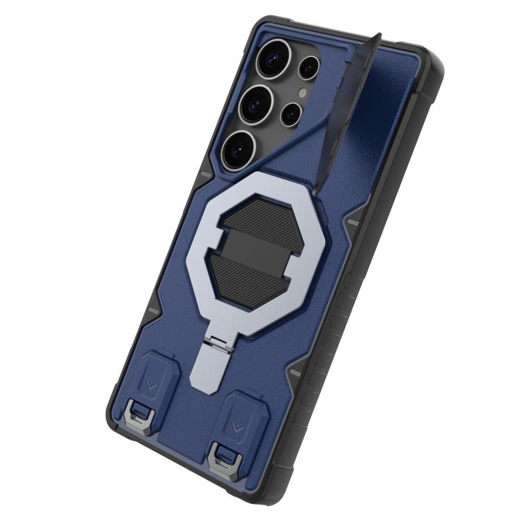 For Samsung Galaxy S25 Ultra 5G Camera Shield Armor MagSafe Holder Phone Case with Strap