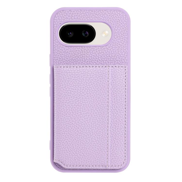 For Google Pixel 9a Litchi Pattern Magnetic Card Bag Holder Phone Case