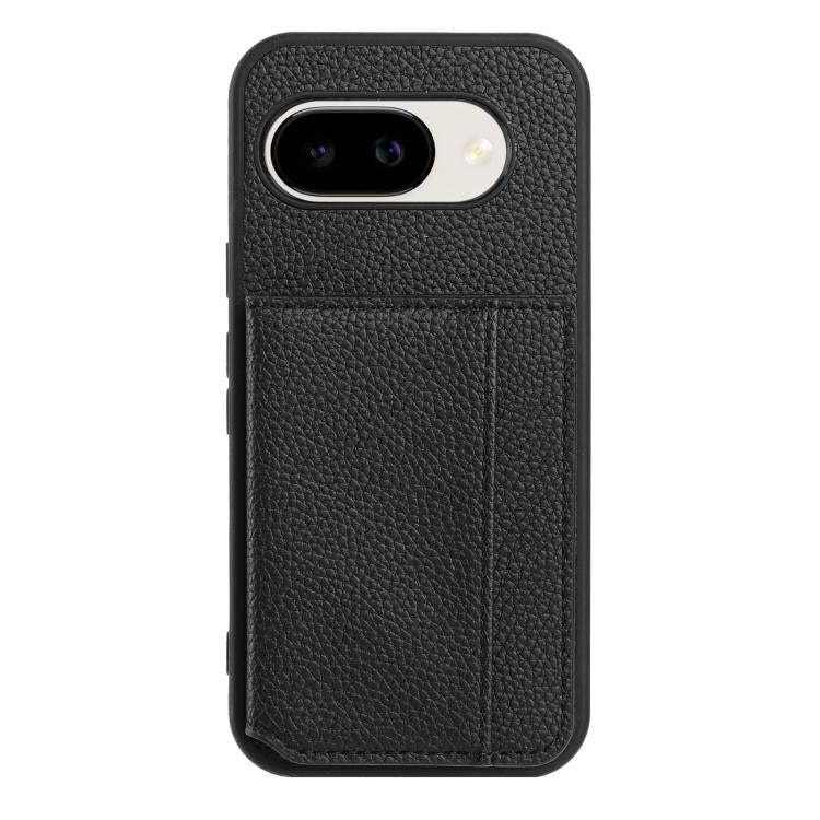 For Google Pixel 9a Litchi Pattern Magnetic Card Bag Holder Phone Case