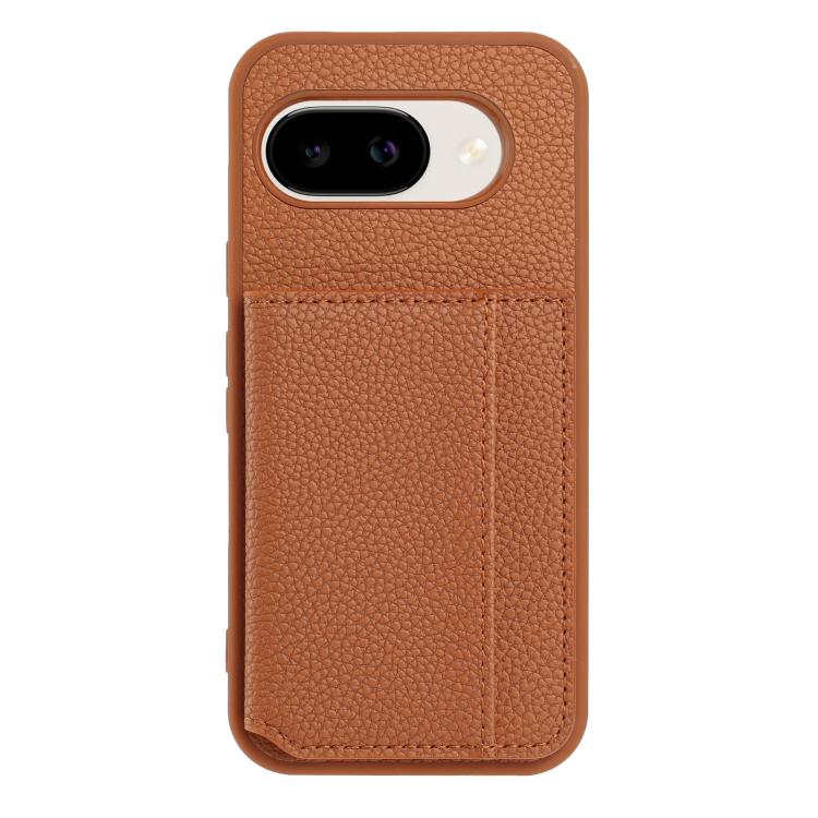 For Google Pixel 9a Litchi Pattern Magnetic Card Bag Holder Phone Case