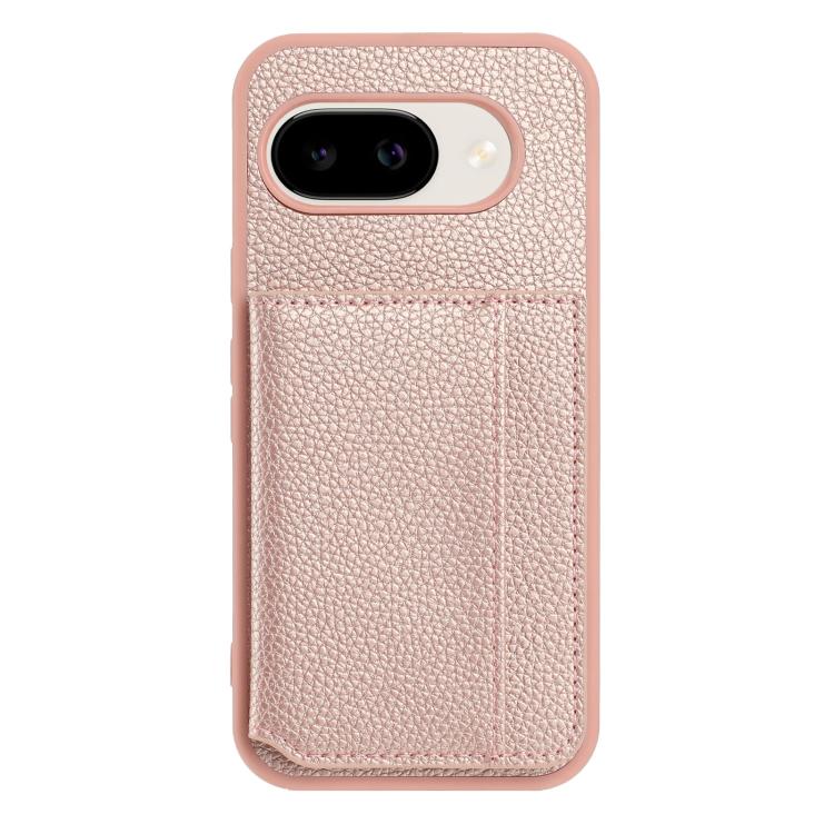For Google Pixel 9a Litchi Pattern Magnetic Card Bag Holder Phone Case