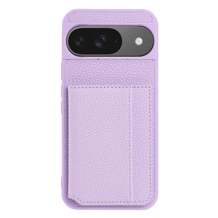 For Google Pixel 9 Litchi Pattern Magnetic Card Bag Holder Phone Case