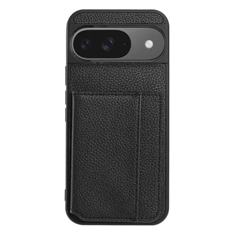 For Google Pixel 9 Litchi Pattern Magnetic Card Bag Holder Phone Case