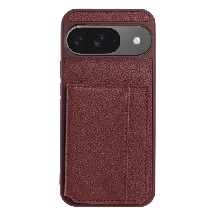 For Google Pixel 9 Litchi Pattern Magnetic Card Bag Holder Phone Case