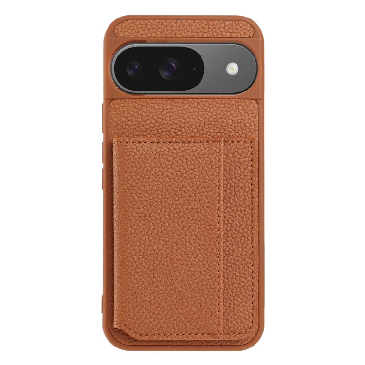For Google Pixel 9 Litchi Pattern Magnetic Card Bag Holder Phone Case