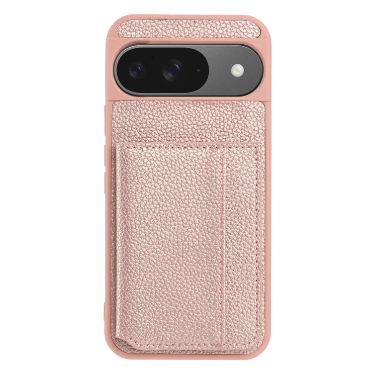 For Google Pixel 9 Litchi Pattern Magnetic Card Bag Holder Phone Case