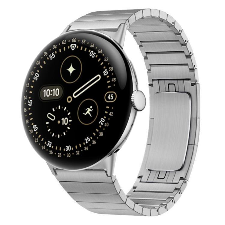 For Google Pixel Watch 4 / 3 45mm One Bead Folding Buckle Side Release Stainless Steel Watch Band