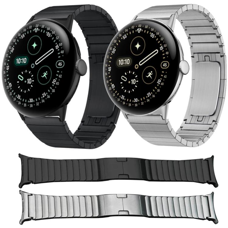 For Google Pixel Watch 4 / 3 45mm One Bead Folding Buckle Side Release Stainless Steel Watch Band