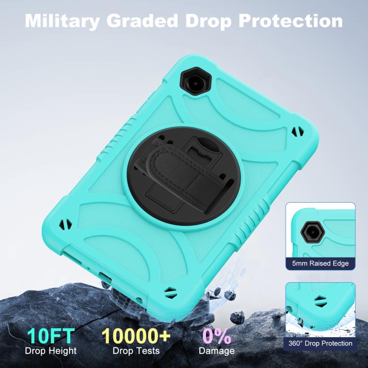 For Samsung Galaxy Tab A11 / A9 King PC Hybrid Silicone Tablet Case with Holder & Hand Strap & Shoulder Strap