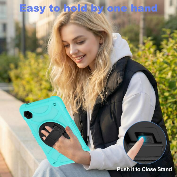 For Samsung Galaxy Tab A11 / A9 King PC Hybrid Silicone Tablet Case with Holder & Hand Strap & Shoulder Strap