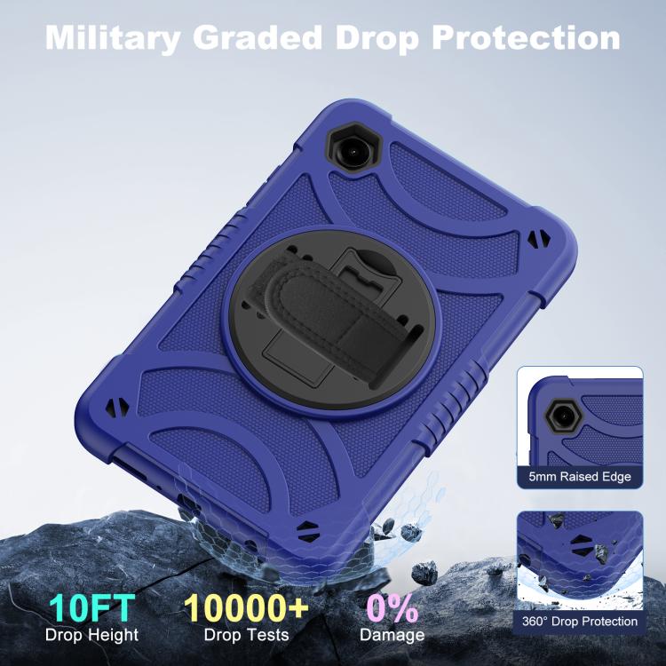 For Samsung Galaxy Tab A11 / A9 King PC Hybrid Silicone Tablet Case with Holder & Hand Strap & Shoulder Strap