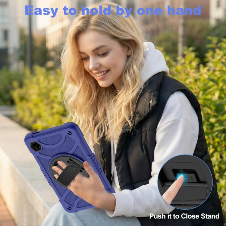 For Samsung Galaxy Tab A11 / A9 King PC Hybrid Silicone Tablet Case with Holder & Hand Strap & Shoulder Strap