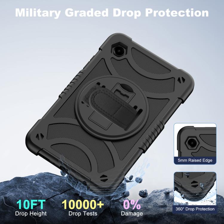 For Samsung Galaxy Tab A11 / A9 King PC Hybrid Silicone Tablet Case with Holder & Hand Strap & Shoulder Strap