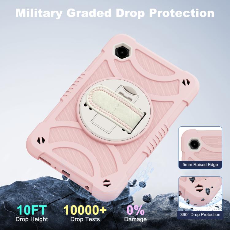 For Samsung Galaxy Tab A11 / A9 King PC Hybrid Silicone Tablet Case with Holder & Hand Strap & Shoulder Strap
