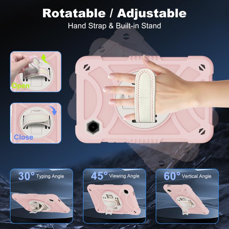 For Samsung Galaxy Tab A11 / A9 King PC Hybrid Silicone Tablet Case with Holder & Hand Strap & Shoulder Strap