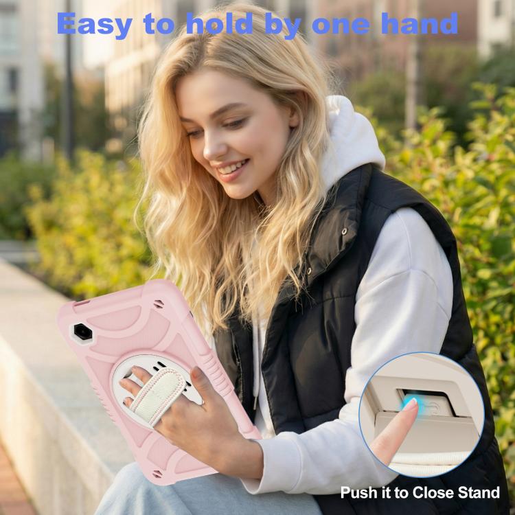 For Samsung Galaxy Tab A11 / A9 King PC Hybrid Silicone Tablet Case with Holder & Hand Strap & Shoulder Strap