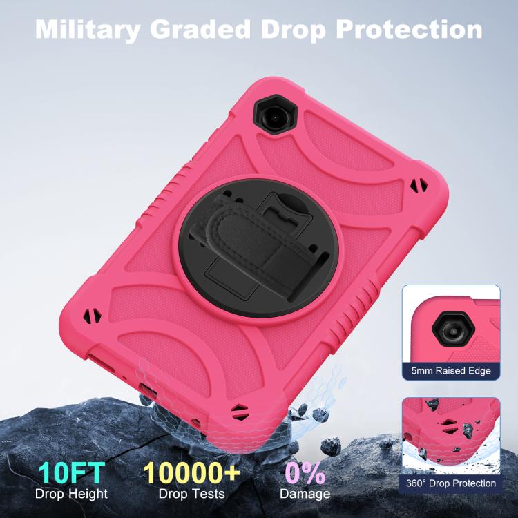 For Samsung Galaxy Tab A11 / A9 King PC Hybrid Silicone Tablet Case with Holder & Hand Strap & Shoulder Strap