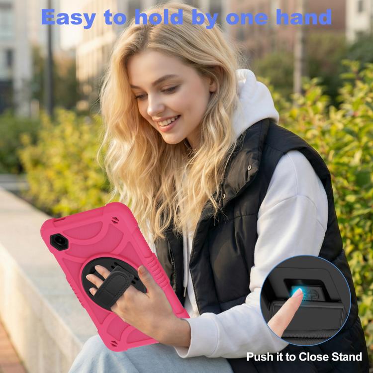 For Samsung Galaxy Tab A11 / A9 King PC Hybrid Silicone Tablet Case with Holder & Hand Strap & Shoulder Strap