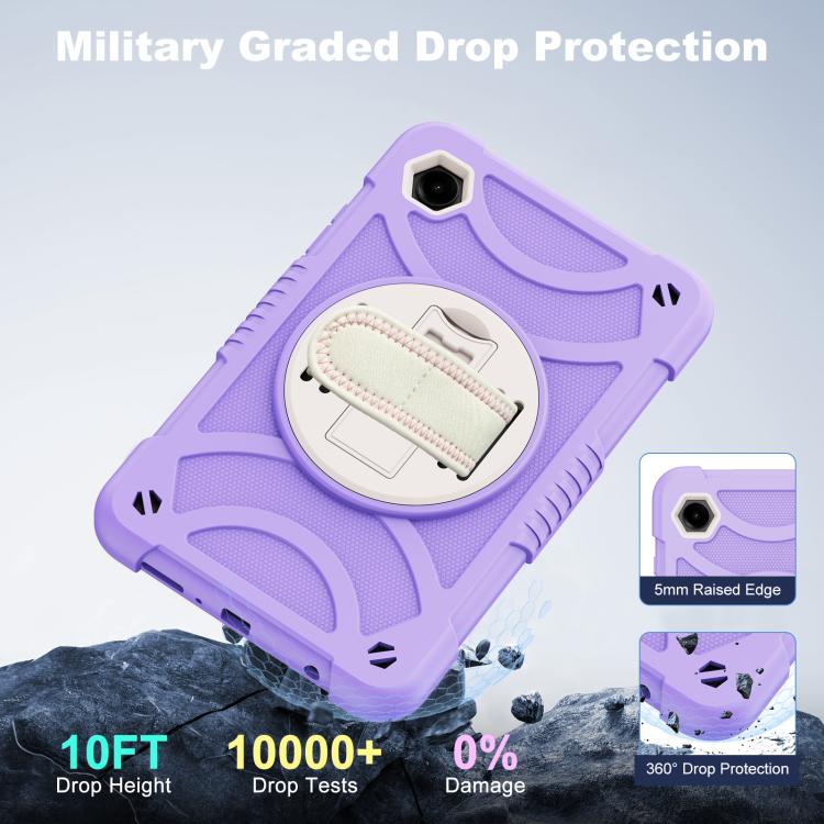 For Samsung Galaxy Tab A11 / A9 King PC Hybrid Silicone Tablet Case with Holder & Hand Strap & Shoulder Strap