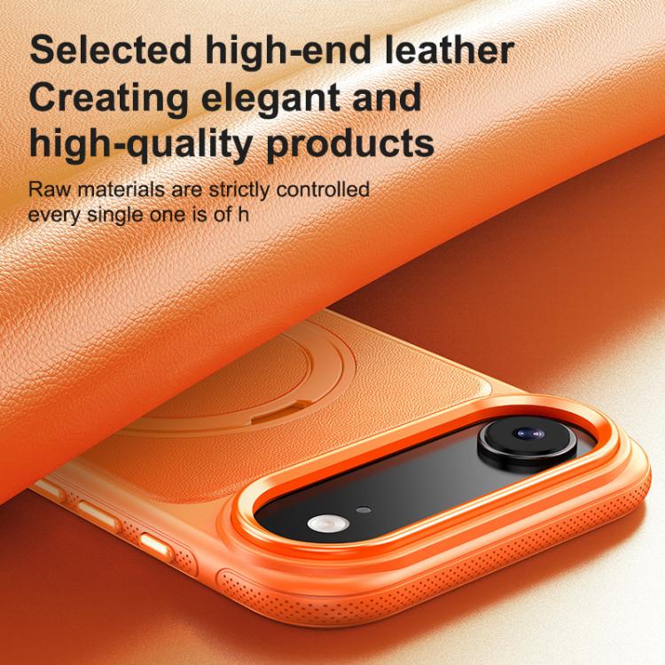 For iPhone Air Leather Texture 360 Degrees Rotating Magnetic Holder Phone Case