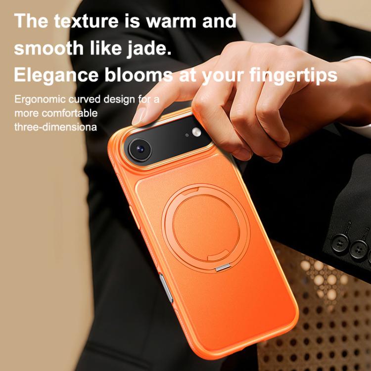 For iPhone Air Leather Texture 360 Degrees Rotating Magnetic Holder Phone Case