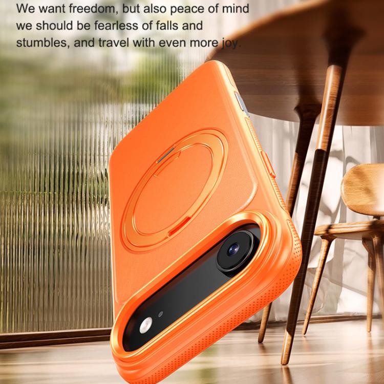 For iPhone Air Leather Texture 360 Degrees Rotating Magnetic Holder Phone Case