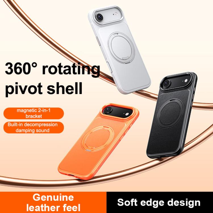 For iPhone Air Leather Texture 360 Degrees Rotating Magnetic Holder Phone Case