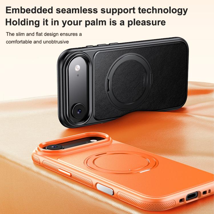 For iPhone Air Leather Texture 360 Degrees Rotating Magnetic Holder Phone Case