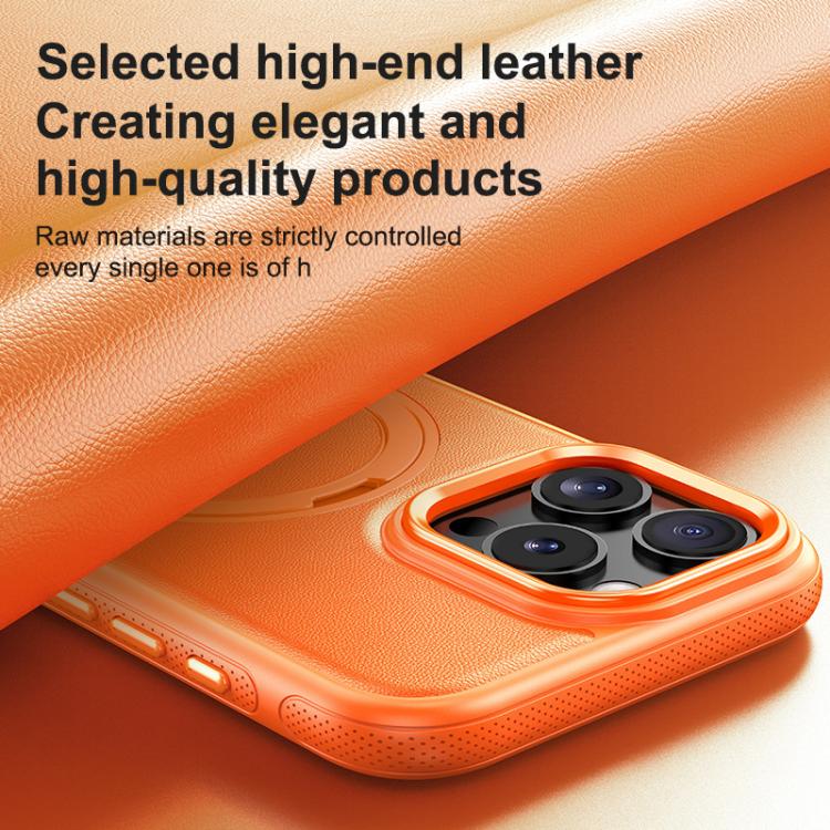 For iPhone 16 Pro Max Leather Texture 360 Degrees Rotating Magnetic Holder Phone Case