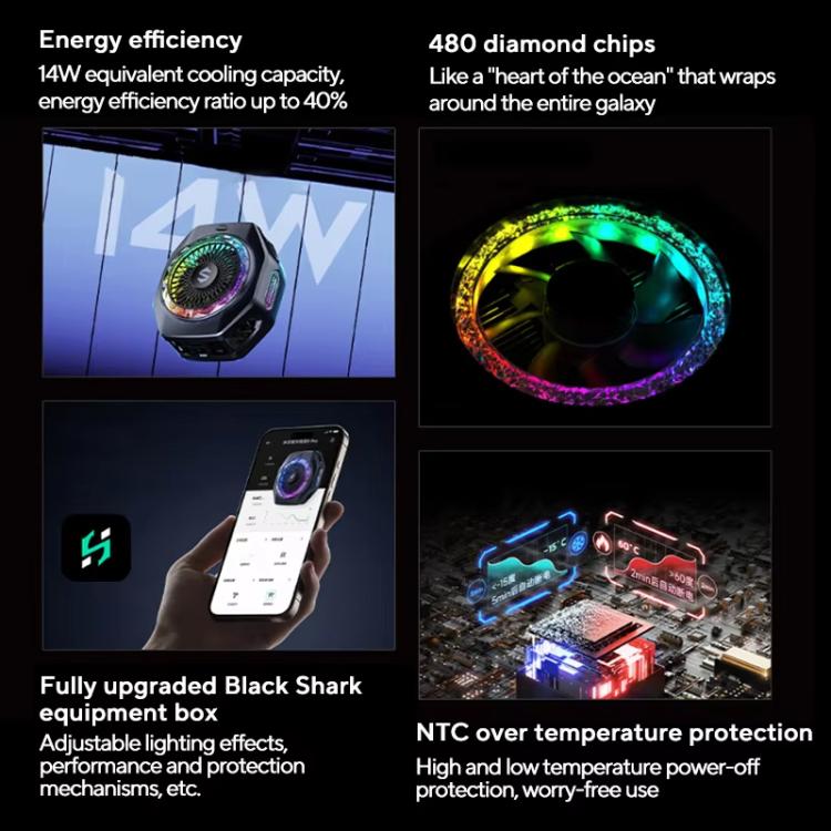 Black Shark Mag-Cooler 5 Pro Magnetic Semiconductor Cooling Back Clip Mobile Phone Radiator - Black
