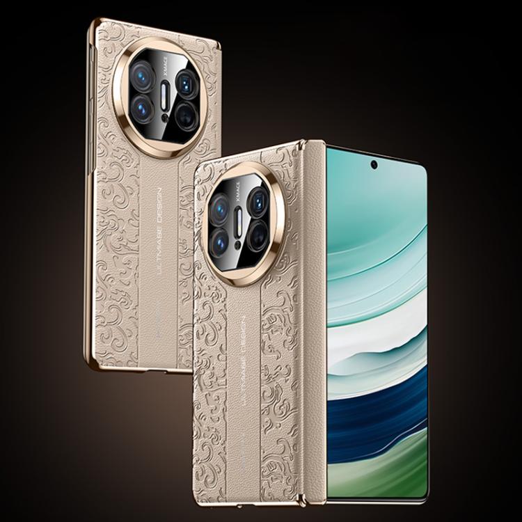 For Huawei Mate X5 Cloud Dragon Pattern Folding Vegan Leather PC Phone Case