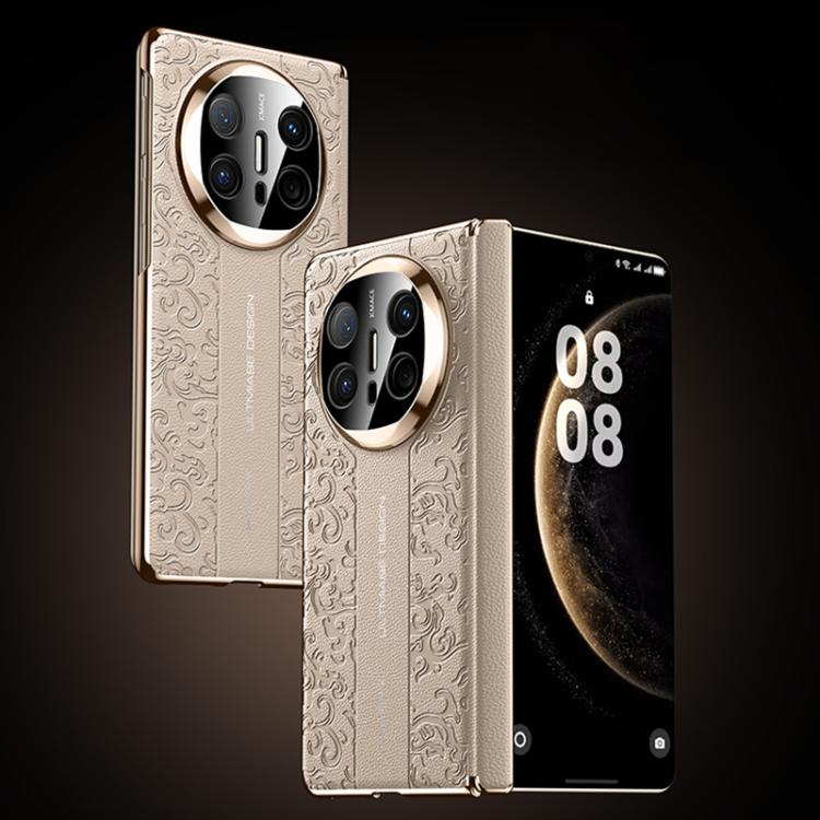 For Huawei Mate X6 Cloud Dragon Pattern Folding Vegan Leather PC Phone Case