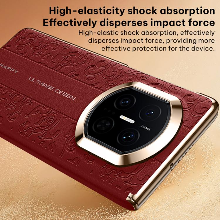 For Huawei Mate X5 Cloud Dragon Pattern Folding Vegan Leather PC Phone Case