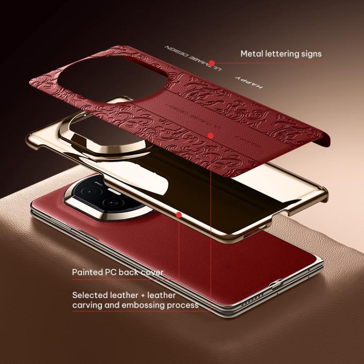 For Huawei Mate X7 Cloud Dragon Pattern Folding Vegan Leather PC Phone Case