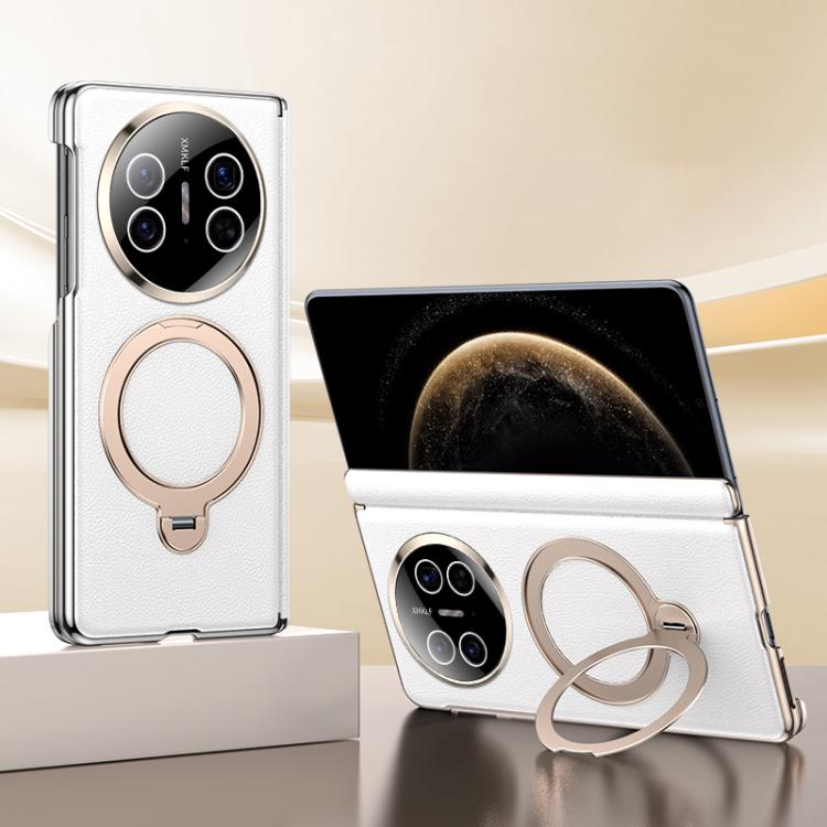 For Huawei Mate X3 Vegan Leather Folding Skin Feel Cooling Magnetic Holder Phone Case