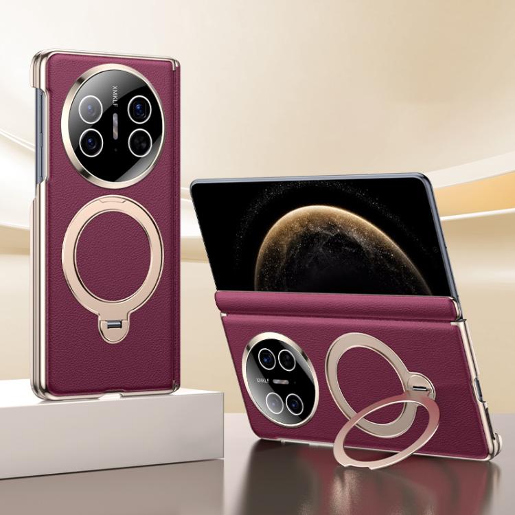 For Huawei Mate X5 Vegan Leather Folding Skin Feel Cooling Magnetic Holder Phone Case