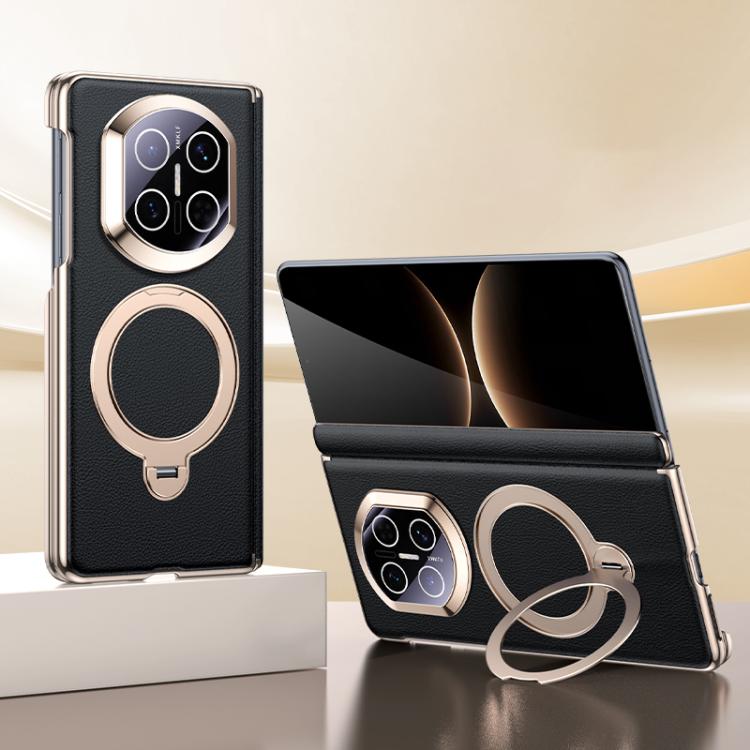 For Huawei Mate X7 Vegan Leather Folding Skin Feel Cooling Magnetic Holder Phone Case