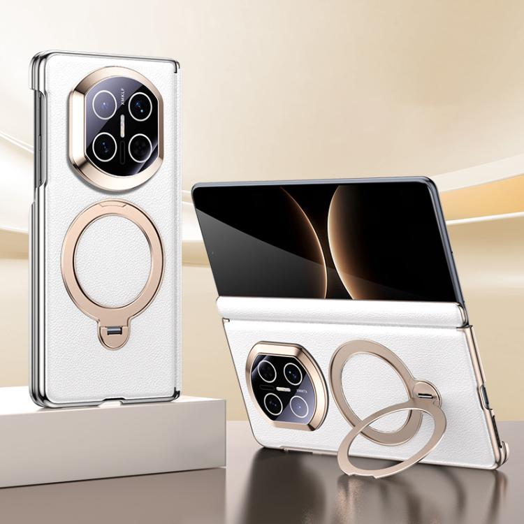 For Huawei Mate X7 Vegan Leather Folding Skin Feel Cooling Magnetic Holder Phone Case