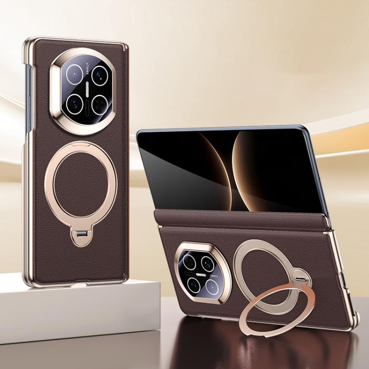 For Huawei Mate X7 Vegan Leather Folding Skin Feel Cooling Magnetic Holder Phone Case
