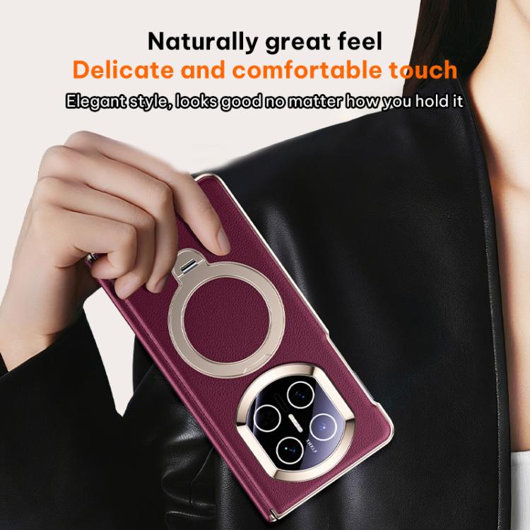 For Huawei Mate X5 Vegan Leather Folding Skin Feel Cooling Magnetic Holder Phone Case