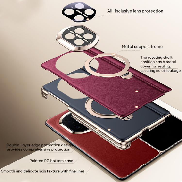 For Huawei Mate X5 Vegan Leather Folding Skin Feel Cooling Magnetic Holder Phone Case