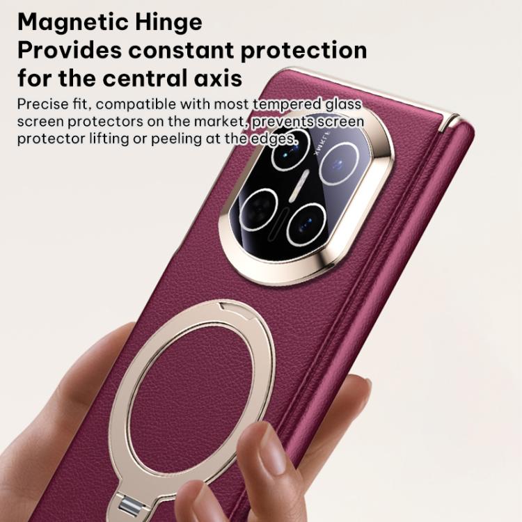 For Huawei Mate X6 Vegan Leather Folding Skin Feel Cooling Magnetic Holder Phone Case